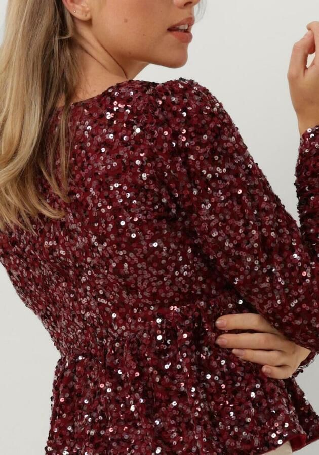 Notes Du Nord Romantische Ida Blouse met Paillet Mesh Rood Dames - Foto 3