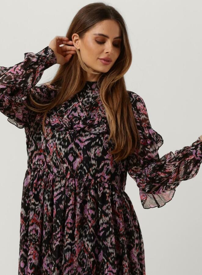 NOTES DU NORD Dames Jurken Fabiola Lurex Midi Dress Zwart