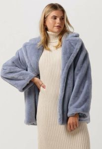 Notre-V Blauwe Faux Fur Jas Fur Coat Short