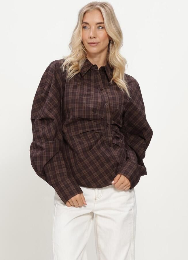 NOTRE-V Dames Blouses Nv-isa Big Check Bruin