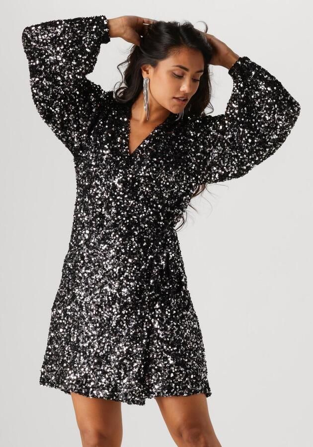Notre-v Sprankelende Zwarte Pailletten Mini Jurk Black Dames - Foto 4