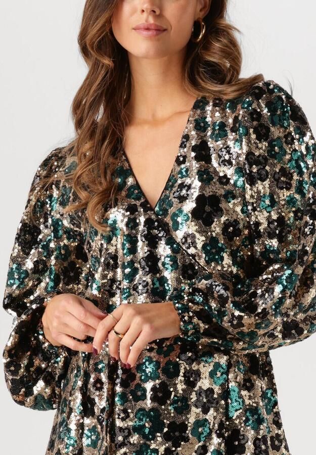 Notre-v Sprankelende Paillet Bloemen Mini Jurk Multicolor Dames