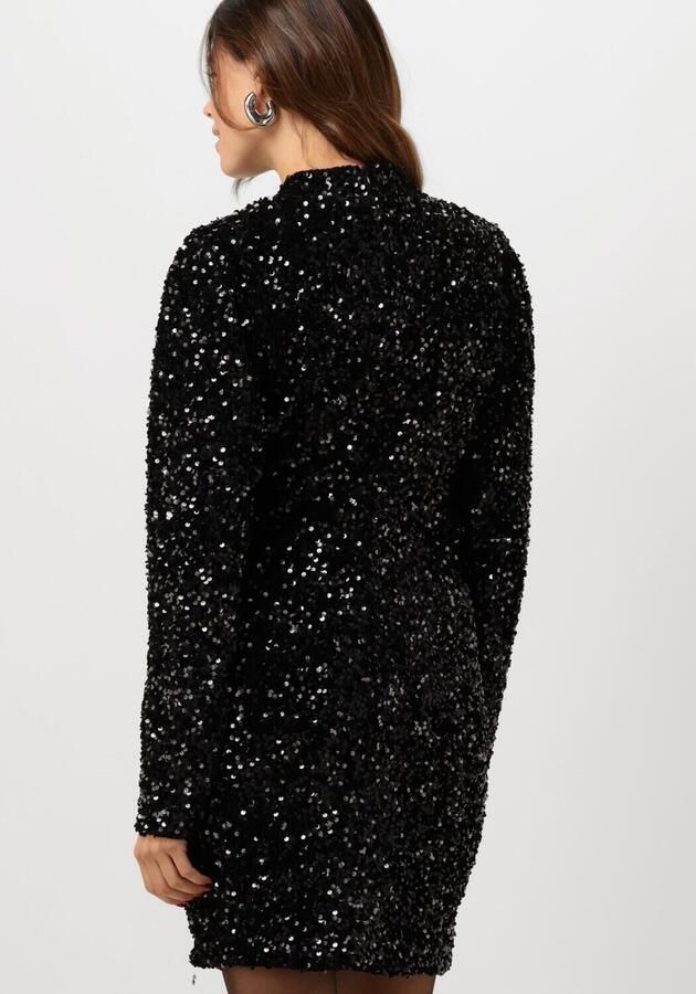 Notre-v Zwarte Pailletten Mini Jurk Black Dames