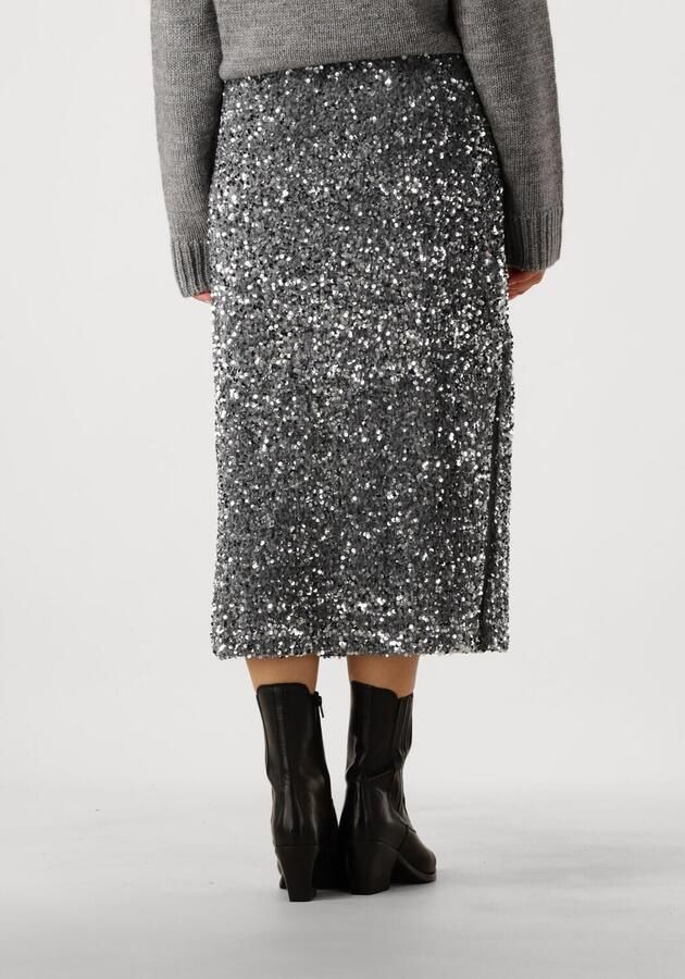 Notre-v Glanzende Zilveren Midi Rok Gray Dames