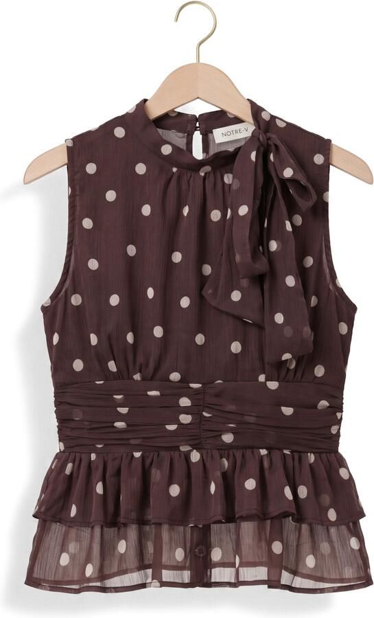 NOTRE-V Dames Tops & T-shirts Ansol Big Dot Top Bruin - Foto 4