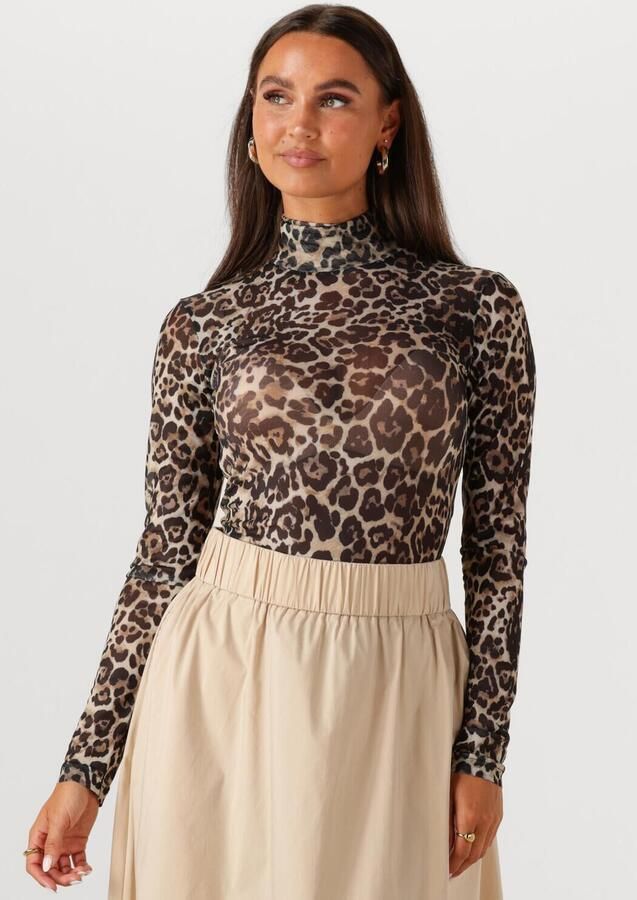 NOTRE-V Dames Tops & T-shirts Nv-ginny Leo Mesh Top Bruin - Foto 4