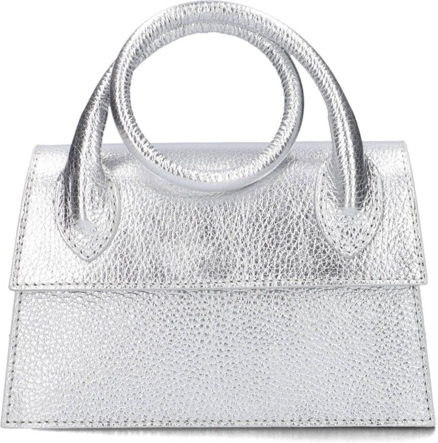 Notre-v Zilver Gestructureerde Leren Schoudertas Melis Gray Dames