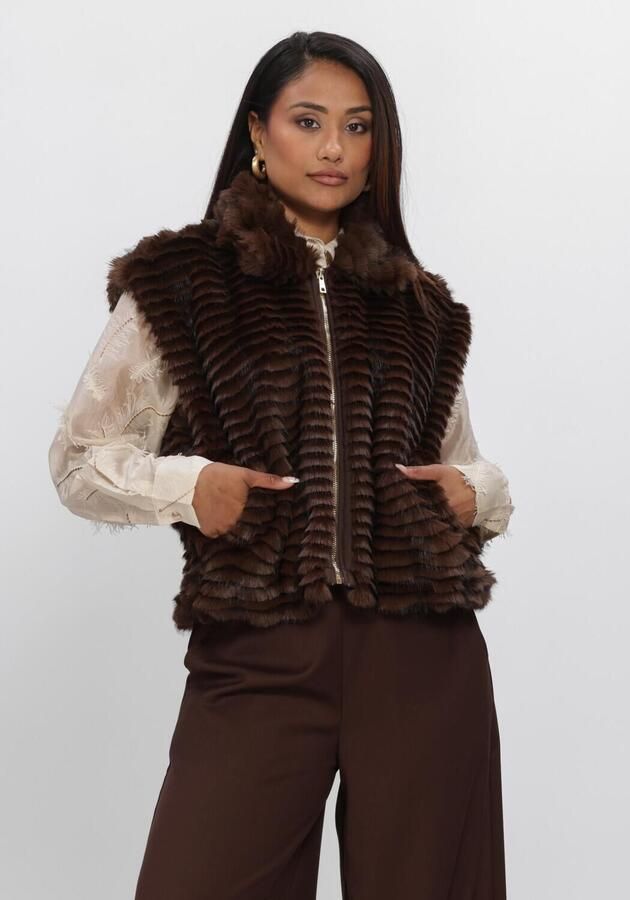 NUKUS Dames Blazers Harriet Gilet Zipper Bruin