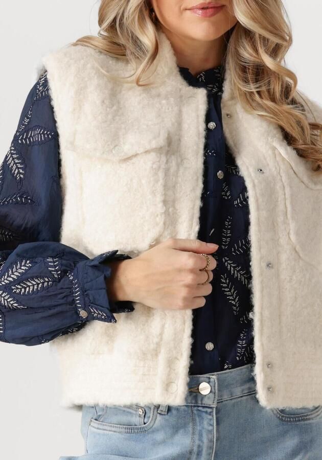 Nukus Wit Boucle Gilet voor Vrouwen White Dames