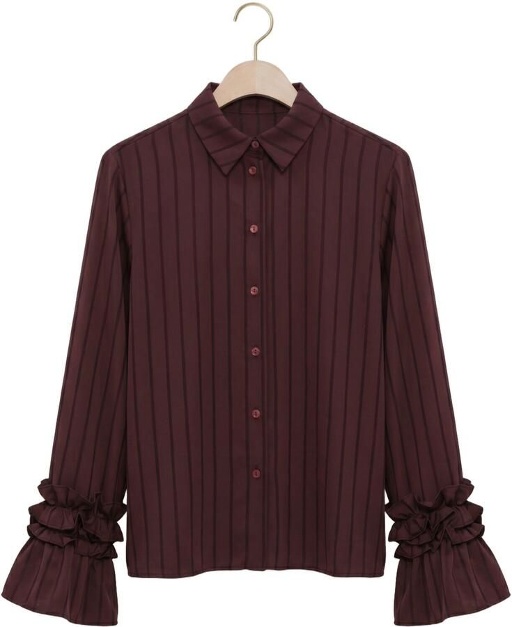 NUKUS Dames Blouses Amalia Blouse Stripe Bordeaux - Foto 2