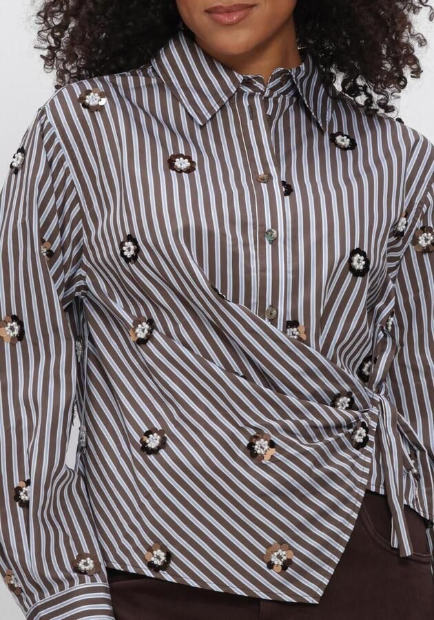 NUKUS gestreepte blouse met pailletten blauw - Foto 4