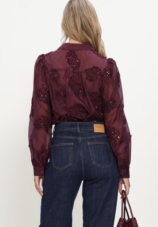 NUKUS Dames Blouses Antonella Blouse Paillet Flower: Bordeaux - Foto 2