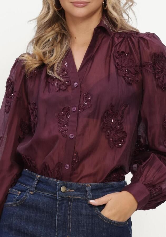 NUKUS Dames Blouses Antonella Blouse Paillet Flower: Bordeaux - Foto 3