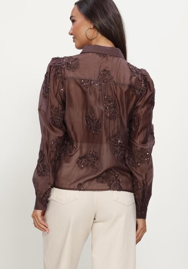 NUKUS Dames Blouses Antonella Blouse Paillet Flower: Bruin - Foto 4