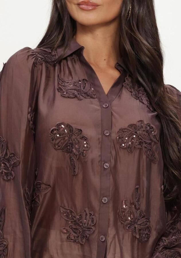 NUKUS Dames Blouses Antonella Blouse Paillet Flower: Bruin - Foto 3