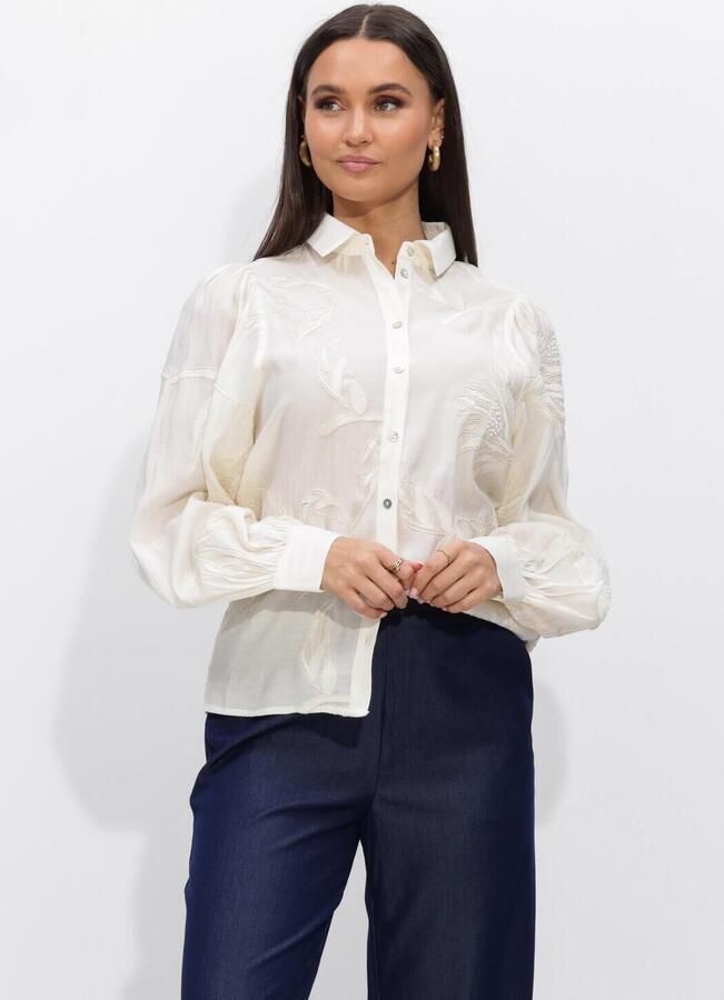 NUKUS Dames Blouses Avy Blouse Embroidery Ecru