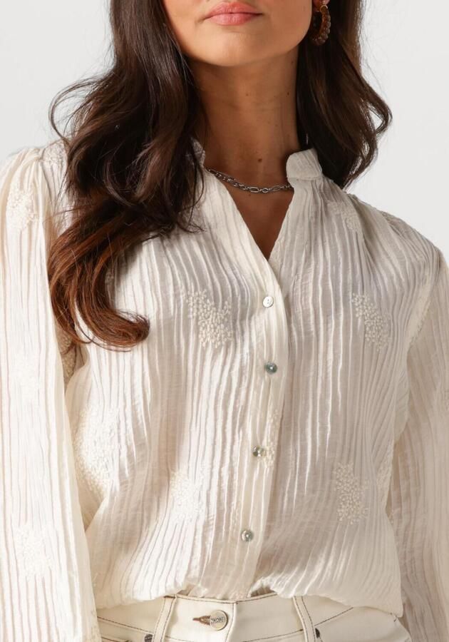 Nukus Geborduurde Blouse Lange Mouw Beige Dames - Foto 2