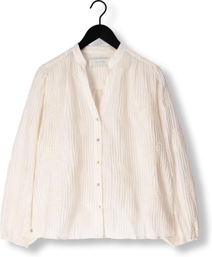 Nukus Geborduurde Blouse Lange Mouw Beige Dames