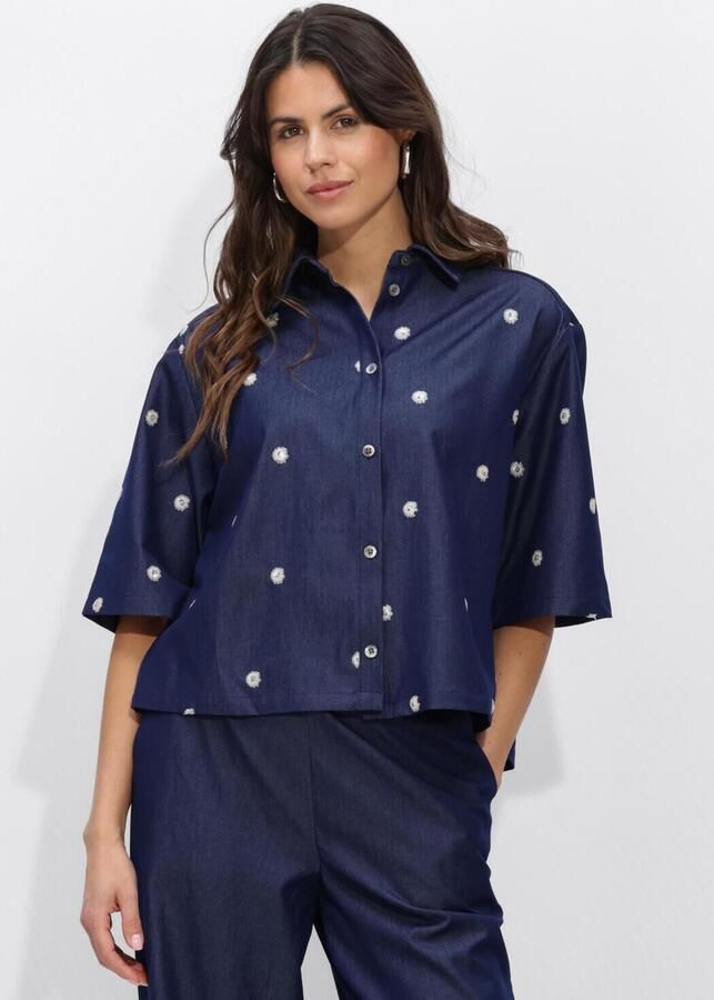 NUKUS Dames Blouses Isa Blouse Glossy Donkerblauw