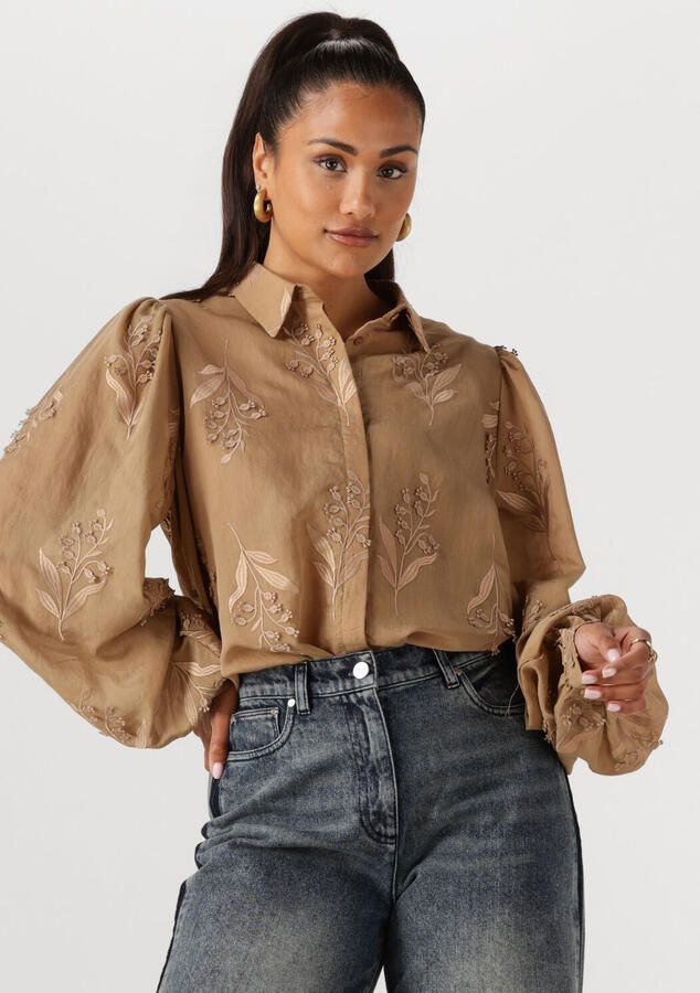 NUKUS Dames Blouses Jolies Blouse Embroidery Camel - Foto 4