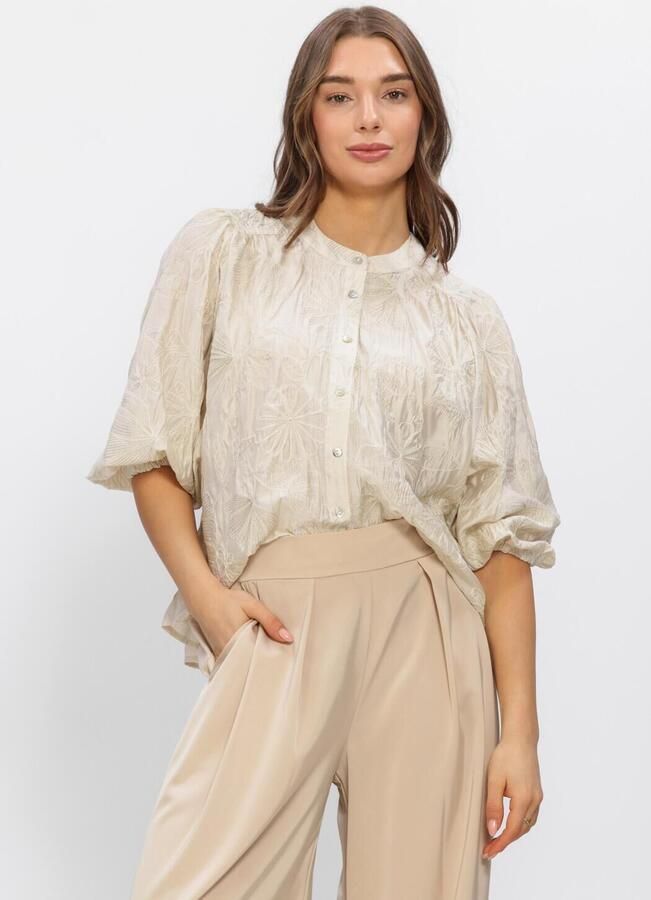 NUKUS Dames Blouses Lynn Blouse Embroidery Ecru
