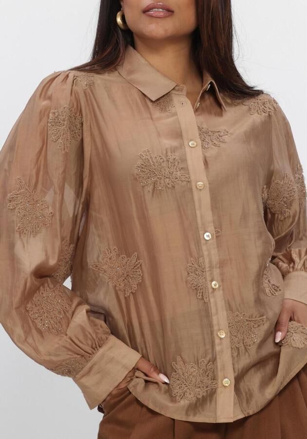 NUKUS Dames Blouses Milanova Blouse Embroidery Camel - Foto 4