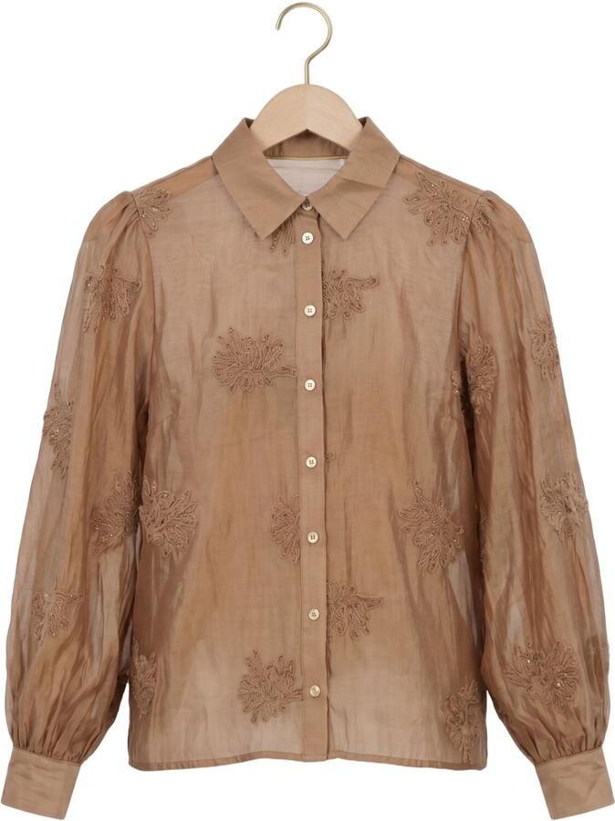 NUKUS Dames Blouses Milanova Blouse Embroidery Camel - Foto 2