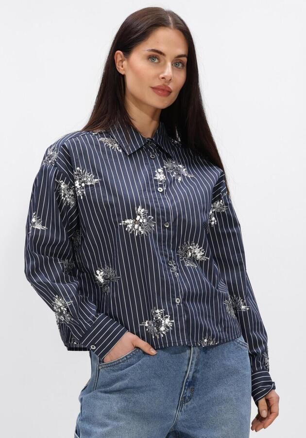 NUKUS Dames Blouses Tessa Blouse Paillet Donkerblauw