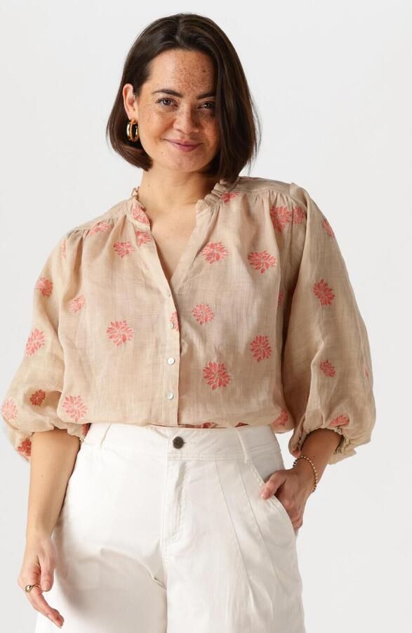 NUKUS Dames Blouses Tina Blouse Embroidery Beige - Foto 4