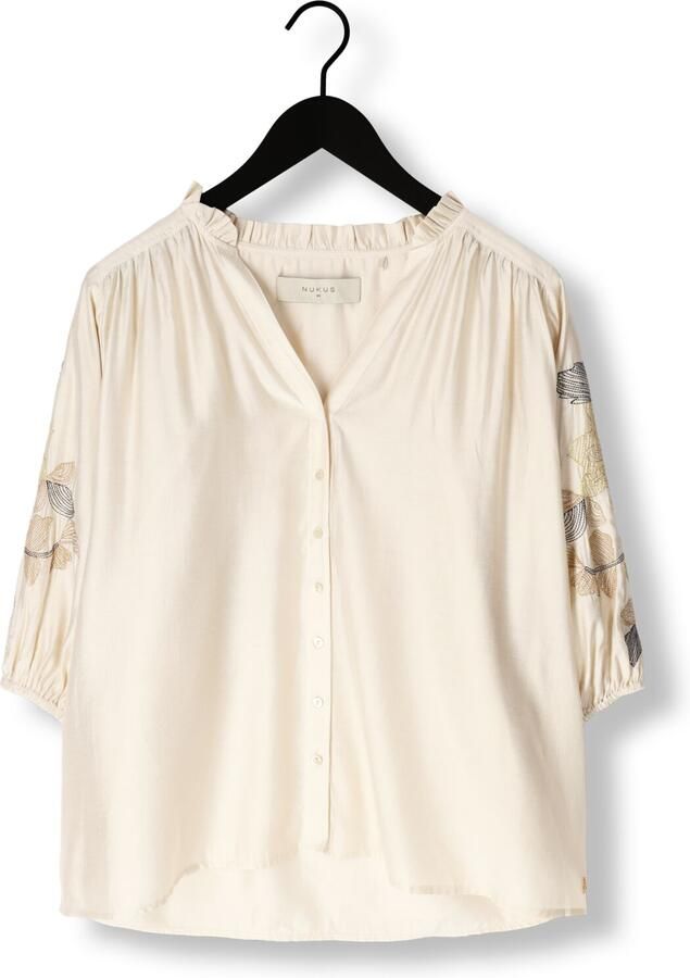 NUKUS Dames Blouses Tina Blouse Embroidery Gebroken Wit