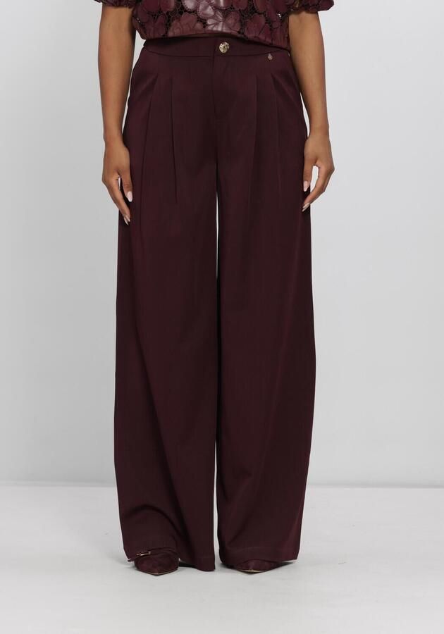 NUKUS wide leg pantalon met plooien aubergine