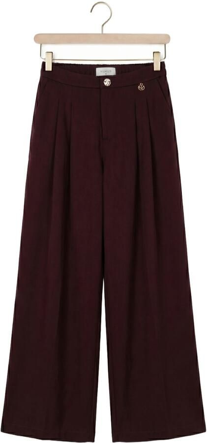 NUKUS wide leg pantalon met plooien aubergine - Foto 4