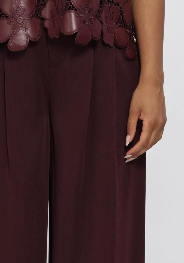 NUKUS wide leg pantalon met plooien aubergine - Foto 3