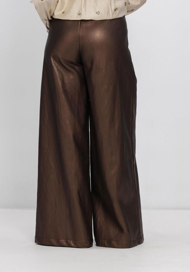 NUKUS imitatieleren wide leg broek donkerbruin - Foto 2