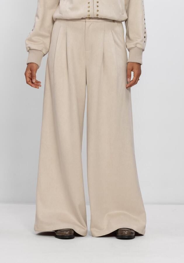 NUKUS Dames Broeken Bodine Pants Suede Gebroken Wit
