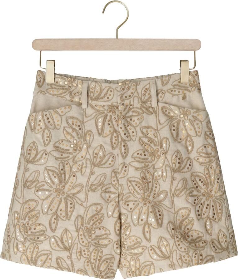 NUKUS regular high waist gebloemde casual short ecru met pailletten - Foto 2