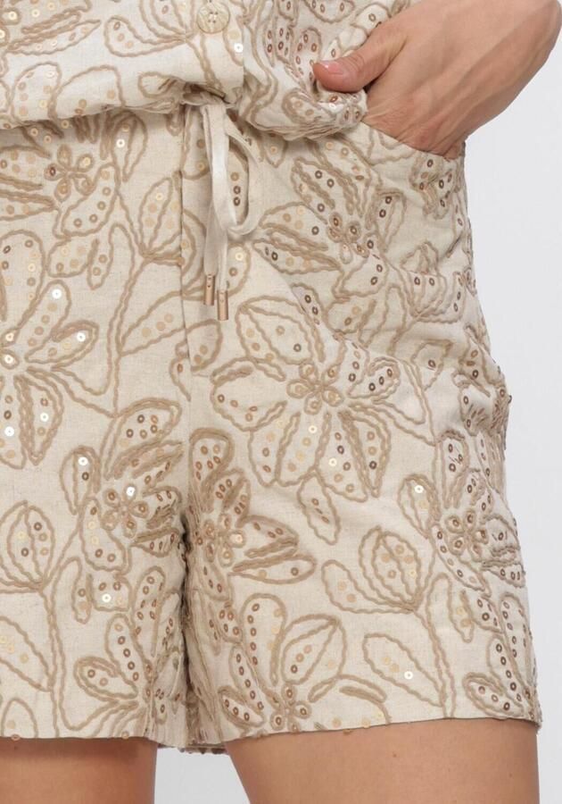 NUKUS regular high waist gebloemde casual short ecru met pailletten - Foto 4