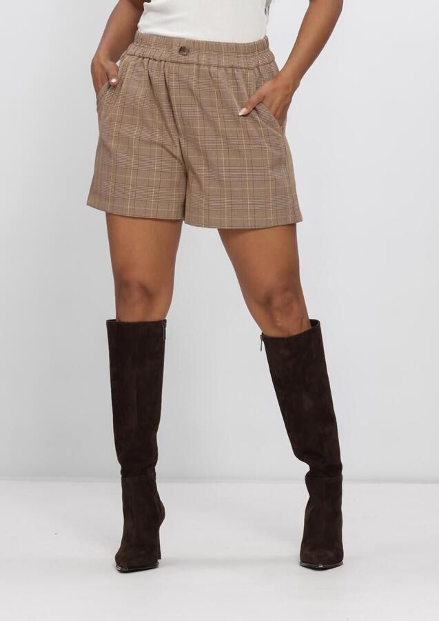 NUKUS regular fit geruite casual short bruin