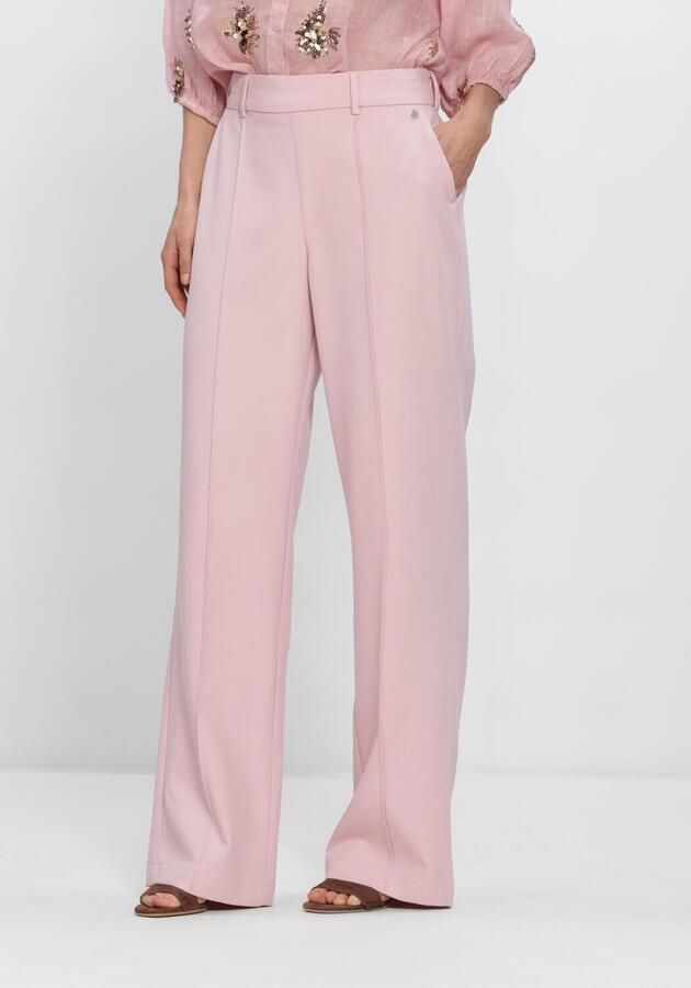NUKUS wide leg regular waist broek roze