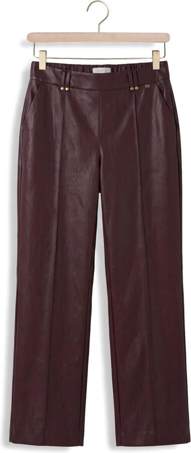NUKUS imitatieleren wide leg coated broek aubergine - Foto 4