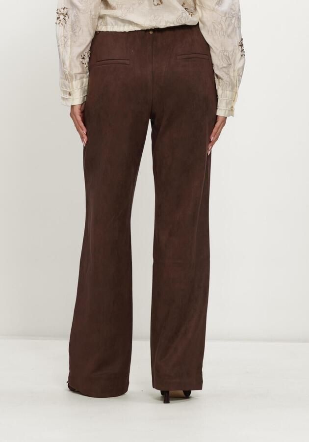 NUKUS suèdelook straight leg broek donkerbruin - Foto 2