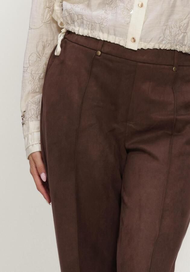 NUKUS suèdelook straight leg broek donkerbruin - Foto 3