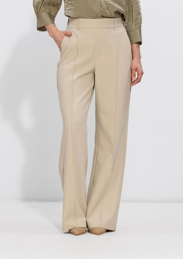 NUKUS wide leg regular waist broek zand