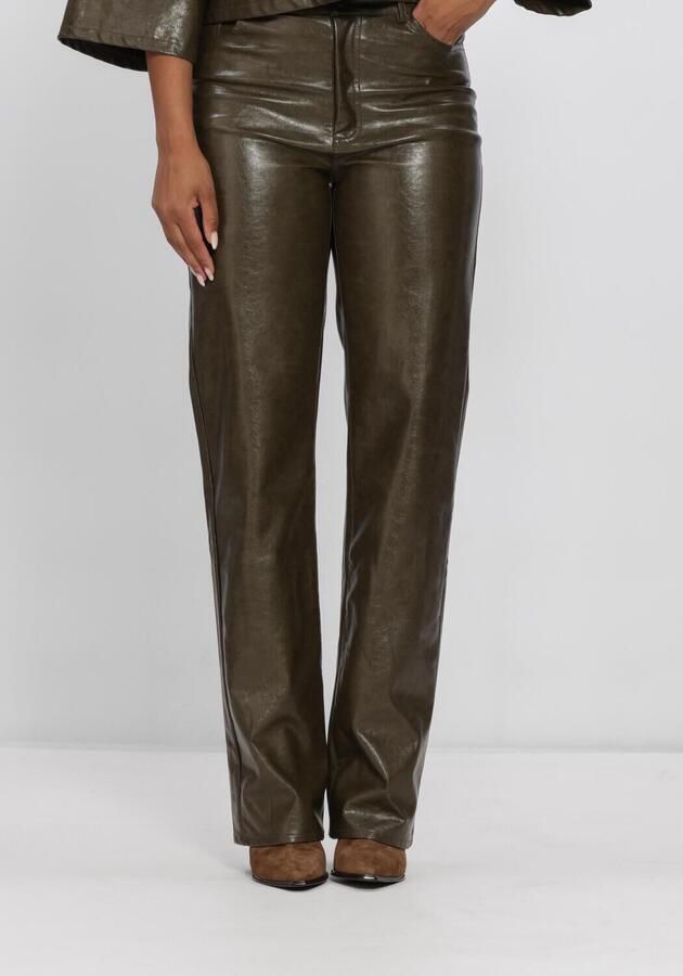 NUKUS Dames Broeken Patricia Pants Pu Khaki