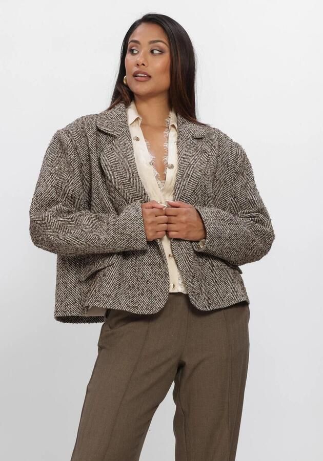 NUKUS Dames Jassen Daphne Jacket Herringbone Bruin