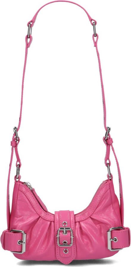 Núnoo Roze Leren Schoudertas Palma City Pink Dames