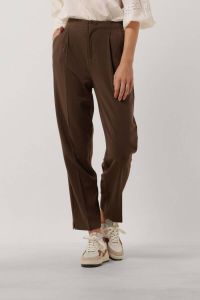 OBJECT high waist straight fit pantalon OBJSANNI van gerecycled polyester bruin
