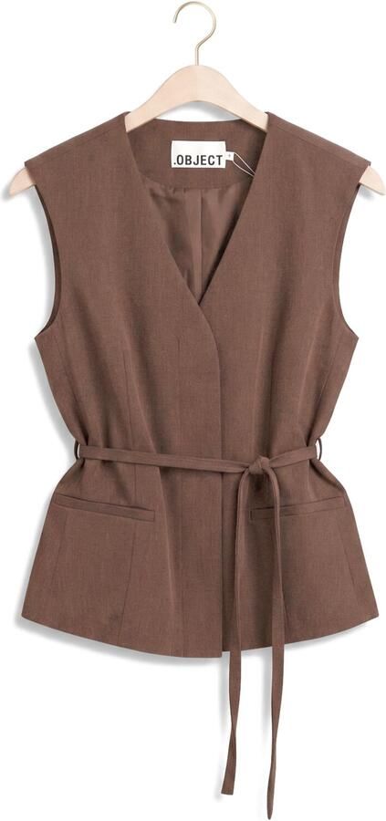 OBJECT Dames Blazers Objlisa Re Tie Waistcoat Noos Bruin - Foto 4
