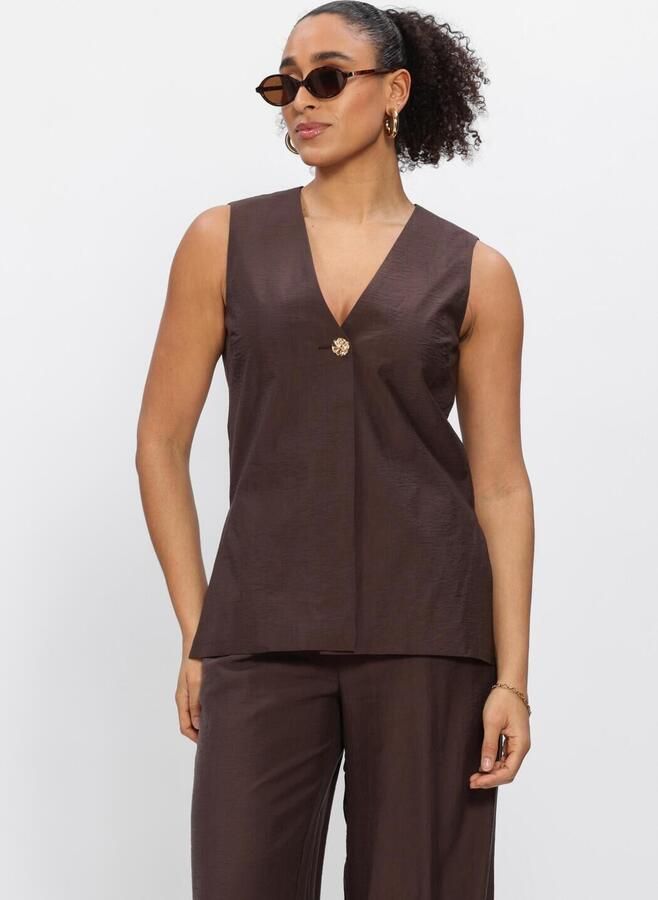 OBJECT Dames Blazers Objlisa Yui S l Lo Waistcoat Bruin