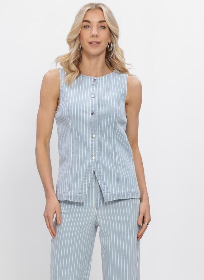 OBJECT Dames Blazers Objsanni S l Re Denim Waistcoat Lichtblauw